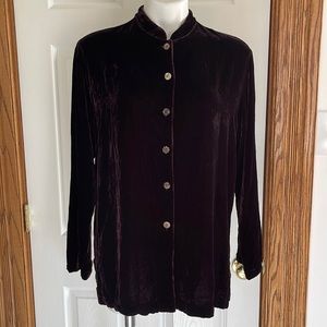 Bryn Walker Velvet Tunic Button Down Small Dark Brown